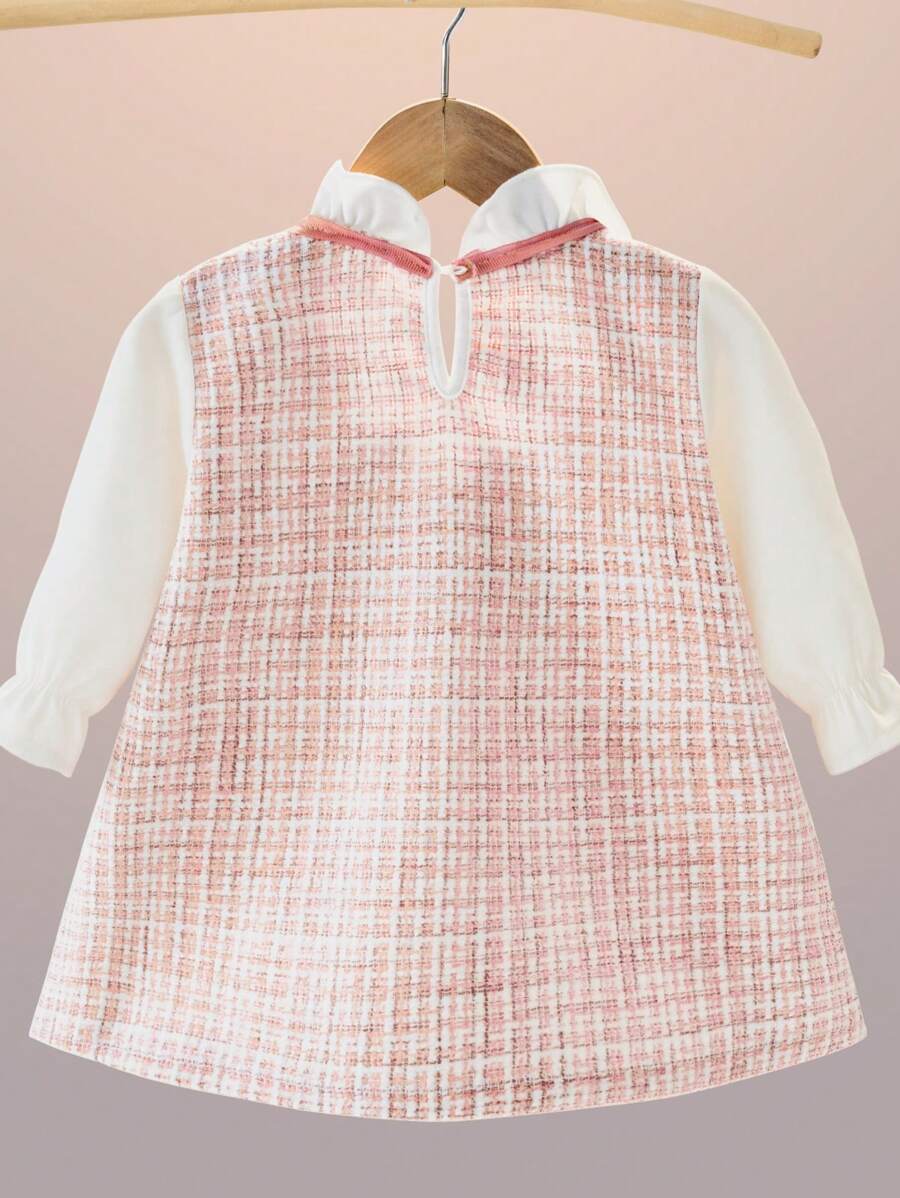 Vestido elegante com folhos e laço para menina primavera/verão