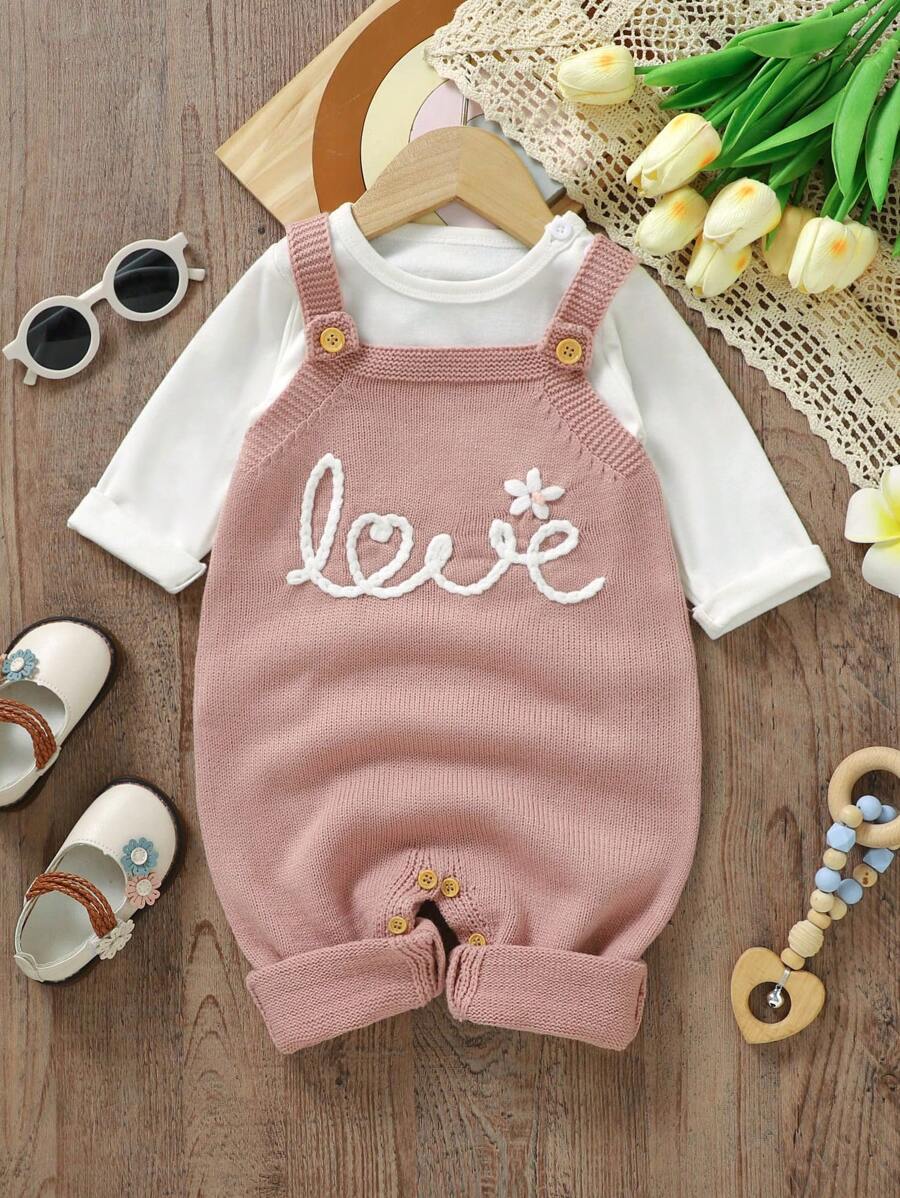 Vintaside Kids Baby Girl Letter Embroidered Sweater Bodysuit